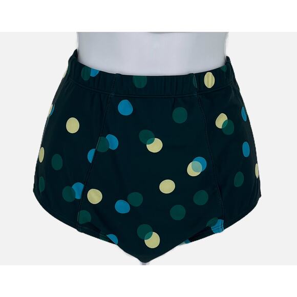 Bikini Bottom High Waist with Polka dots in Blue Green Bottom Only Size X-Small - Picture 2 of 8